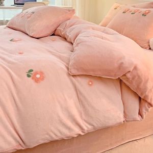 Cartoon Milk Velvet Duvet Cover Single Piece 150x200 Winter Fleece 200x230 Bedding Cover Warmth Retention Quality Product