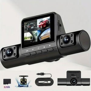 4 Lens Dash Cam 1080P Full HD Wide Angle Loop Recording Button Control IPS Screen Laptop Support