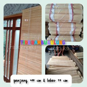 tirai bambu gulung putih tinggi 200cm lebar kesamping 50 cm