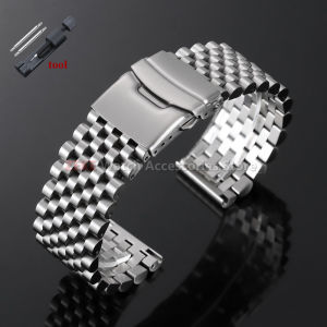 20mm 22mm Solid Stainless Steel Watch Bracelet for Seiko for Rolex for Jubilee Men Matte Silver Watch Band Deployant Clasp Strap