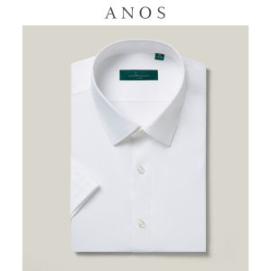 ANOS | Cool Silk Short Sleeve Shirt Men White Square Neck Lightweight Anti-Wrinkle Stretch