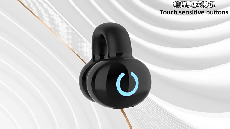 Ear Clip Bluetooth Headset Single Bone Conduction Wireless Bluetooth Earphones wireless Clip on earphones Touch Control Clip on earphones with Mic Noise Reduction Waterproof Earbud