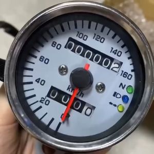 Universal Motorcycle Retro Speedometer with LED Indicator Odometer 12V Motorbike Dual Speed Meter for Harley Kawasaki Cafe Racer