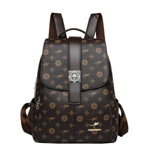 Leather Double Shoulder Bag Womens New Fashion Casual Travel Backpack Large Capacity Commuting Womens Bag Cowhide Bag