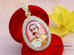 จี้ ร.๕ ล้อมเพชรสวิสเลี่ยมกรอบหุ้มทองคำแท้หนาพิเศษเกรดพรีเมี่ยม