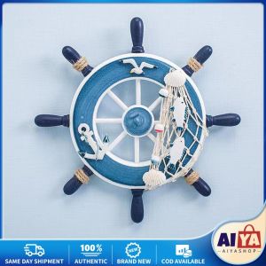 Creative Wood Ship Wheel Boat Steering Rudder Anchor Mediterranean Ornament Nautical Theme Birthday Party Decorations Home Decor