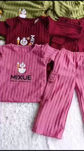 Baju Setelan Cargo Mixue Anak Perempuan