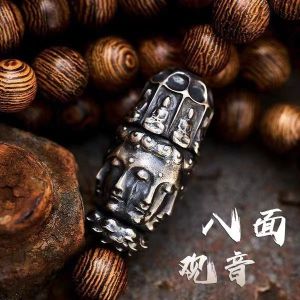 925 Sterling Silver Tibetan Style Thousand Buddha Head Beads Bracelet Accessories Rotatable Vintage Prayer Beads Fashion Jewelry