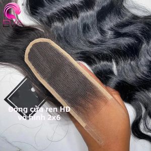 Mũi Tóc Giả Eva Hair 2x6 HD Lace Closure Dành Cho Nữ Tóc Thẳng Và Sóng Body Tự Nhiên Tóc Người Remy Brazil Chất Liệu Ren Thụy Sĩ Được Tết Tay.