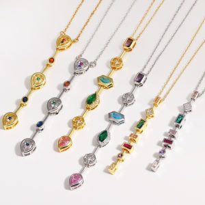 Stainless Steel Y-shaped Long Tassel Necklace For Women Fashion Colorful Zircon Pendant Jewelry Party Accessories