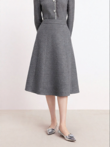 Koradior | Winter Commuter High-Waist A-Line Wool Midi Skirt