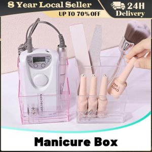 Nail Drill Organizer Holder Box Nail Polishing Machinel Stand Display Box Transparent Multifunctional Desktop Storage Box