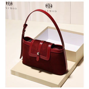 Elegant Suede Underarm Bag for Women GXFMOD Luxury Shoulder Crossbody Bag Vintage Style Magnetic Buckle Closure Daily Use