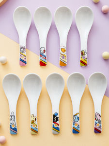 Creative Cute Hellokitty Ceramic Spoon Home Use Dining Utensils Soup Spoon Dessert Spoon Childrens Small Rice Spoon