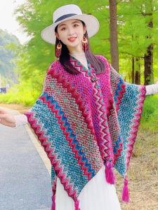 Thickened Woven Shoulder Wrap Womens Outerwear Spring Autumn Ethnic Style Photography Tool Dali Yunnan Travel Shawl Coat