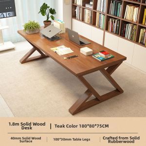 ZHUOHE | Large Long Living Room Integrated Study Desk Solid Wood