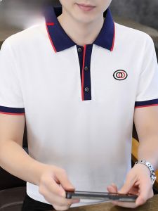 HENGYUANXIANG | High-End Ice Silk Polo Shirt For Men Casual Short Sleeve T-Shirt Dad Fashionable Summer Business Cotton Polyester Blend