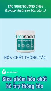 Bột thông tắc Ecosock 500g - Thông tắc TỨC THỜI phân hủy tóc dầu mỡ thức ăn thừa chất thải - An toàn không cháy nổ