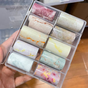 Bộ Giấy Dán Móng Tay Marble Bloom - 1 Lọ Hoặc 10 Cuộn Thiết Kế Trừu Tượng Mực Màu Nước Sticker Trang Trí Móng Tay Phụ Kiện 4x100cm