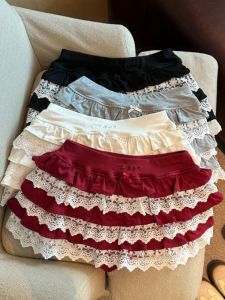 GUZILIAN | Elegant Lace Splicing High Waist Slimming Womens Short Skirt