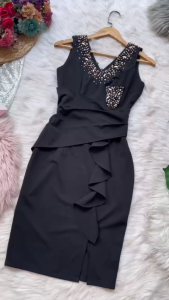 MyDu Shop | MS 2727 | Đầm Ôm Sang Trọng – Cổ Tim Quyến Rũ Pha Lê Đính Tinh Xảo