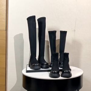 Size 35-40 Women Thick Soled Shoes Knee High Black Long Boots Thick Heel Mid Heel Boots