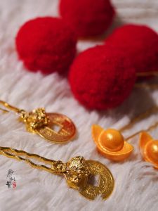 Linglong like Complex Autumn Winter New Year Childrens Hanfu Hair Accessories Ornament Small Ball Tassel for Traditional Chinese Costume