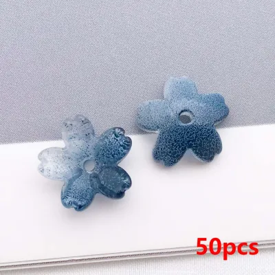 50pcs 10mm Glass Cherry Blossom Spacer Beads Flowers Loose Beads for DIY Bracelets Necklaces Earring Jewelry Making Accessories