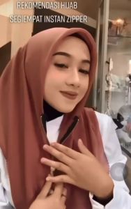 Hijab/Jilbab Segi Empat Instan Resleting  Zipper Laser Cut Premium // Kerudung Segi Empat Instan Resleting Laser Cut