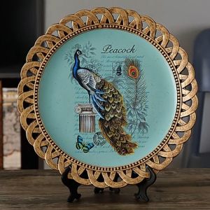 จานเซรามิก ตกแต่งบ้าน จานตั้งโชว์สไตล์ยุโรป จานเซรามิกรุ่นใหม่ ช่วยปรับฮวงจุ้ย พร้อมฐานวาง