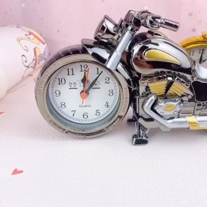 Bedroom Desktop Decor Mini Motorcycle Motor Shape Quartz Retro Wake Up Alarm Clock Gift Idea