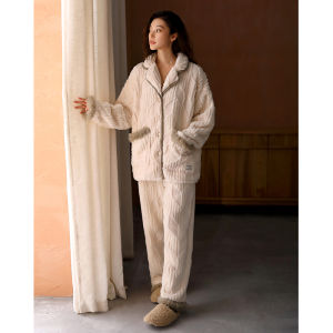 Sweet and Elegant Warm Fleece Pajama Set