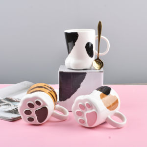 Cute Cat Paw Ceramic Mugs Japanese Style Soft Adorable Milk Cup Childrens Water Cup with Box Animal Pattern Tea Dining Utensils