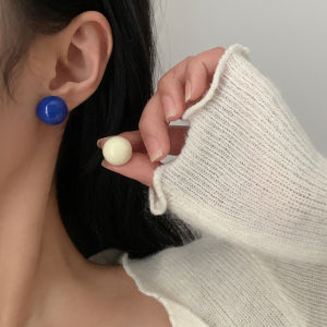 Small Toffee ~ round Minimalist Ins Style Cute Young Adult Silver Stud Earrings Semicircle Soft Girl All-Matching Earrings Earrings for Women