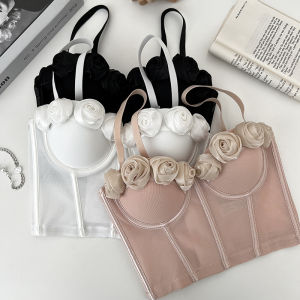 เสื้อยืดแขนกุดสําหรับผู้หญิงที่พอดีและเซ็กซี่ด้วยการเย็บดอกไม้สีสันบริสุทธิ์สําหรับลดน้ําหนัก