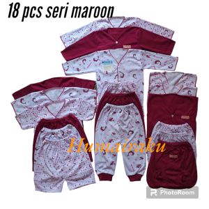 MURAH !! 18 pcs baju bayi celana bayi baru lahir seri merah marun