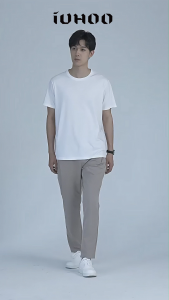 [IUHOO] Plain T-Shirt Black/White Simple Mens T-shirt Short sleeves Casual  Round-Neck T-Shirt for Men