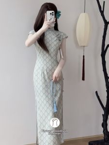 Spring Elegant New Chinese-Style Modified Fresh Youthful Green Dress