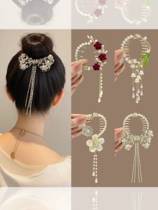 Elegant Tassel Hair Clip Ancient Style Bun Headwear Womens Fashion Hair Accessories Fresh out New 2024 Back of Head Hair Clip