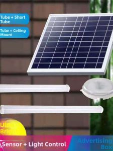 Solar Powered LED Tube Light Ceiling Mounted Indoor Outdoor Waste Bin Advertisement Box Light Energy Saving T5 Tube Landscape Courtyard Lighting