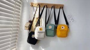 TASNOVAKU -Tas Selempang Wanita motif bunga Tas Kanvas Tas Ponsel Korea Kasual Kecil Daisy