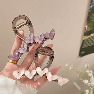 Simple Design Small Heart Shaped Hair Clip for Women on Back of Head Fresh out New Fashion Plastic Hair Accessories