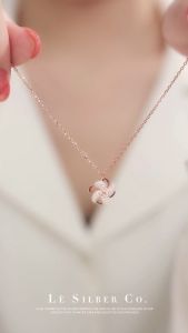 Le Silber Co.S925 - Lucky Spinning Windmill Necklace Rantai Leher Perak