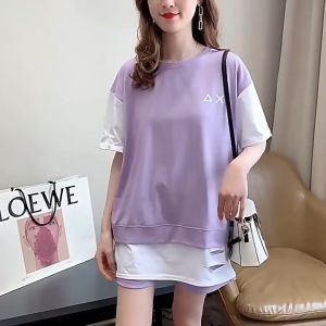Large Short-sleeved Fashion Casual Loose Suit Womens Summer New Loose Student Shorts Sports Two-piece Set