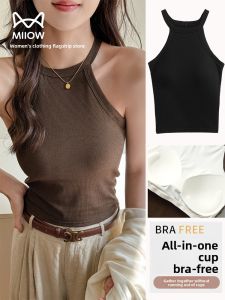 Miiow | MiiOW Cat Woman Backless One-Piece Bra Thin Summer Top Sleeveless Base Layer Shirt Neck Hanging Strap Beautiful Back Design