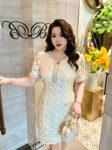 GLEC | Elegant French Lace Dress With Beads and 3D Floral Embroidery