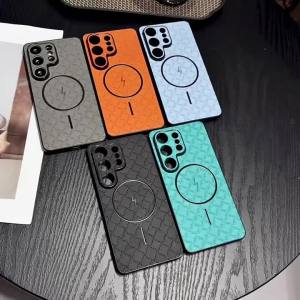 For MagSafe Checkered Phone Case for Samsung S25 S26 Ultra S24 FE S23 S22 Plus A57 A56 A37 A36 A27 A26 A17 A16 Protection Cover