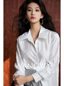 WANGXO | Áo Sơ Mi Dài Tay Cổ Lỏng Chất Liệu Như Lụa