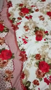 Seprai Bahan Bonita Ukuran Jumbo 180x200 Lengkap - 2 Sarung Bantal dan 1 Sarung Guling - Bahan Katun Premium, Tebal, Halus, Adem, dan Tidak Luntur