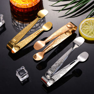 YESPERY คลิปหนีบน้ำตาลขนาดเล็กทำจากสแตนเลสแท่งเครื่องใช้ในครัวน้ำแข็งก้อนลายดอกกุหลาบคีมคีบอาหารขนมอบ